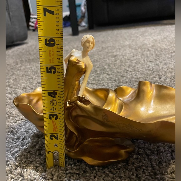 Rare Veronese 2004 Dish Decor Statue Girl Woman Lady Gold Dress Mid Century Mod